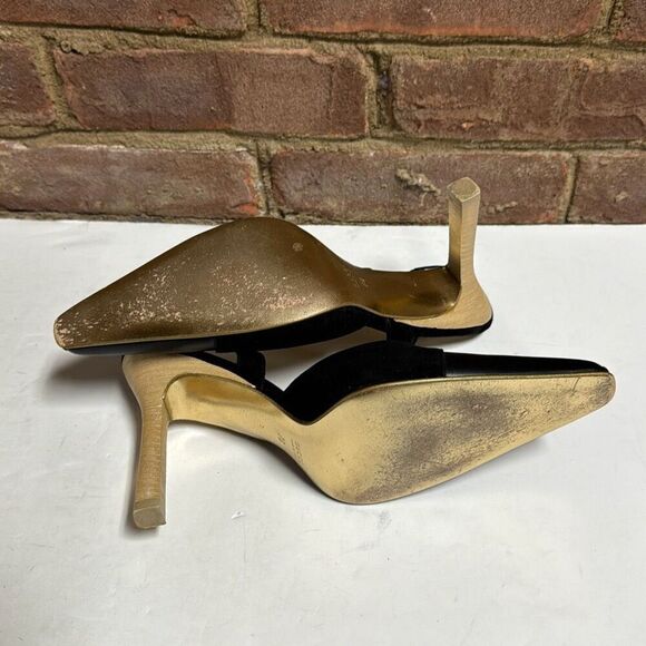 GUCCI Women’s Authentic Black Leather & Suede Sling Back Heel Size 7 - Picture 6 of 11